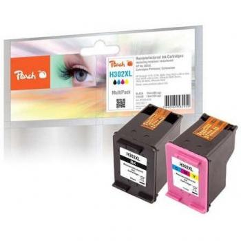 Pack Ahorro de Cartuchos de Tinta Peach Compatible con HP No. 302XL (BK, C, M) para OfficeJet y DeskJet