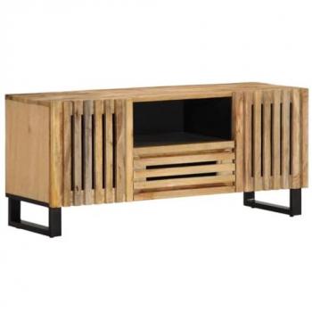 Mueble de TV madera maciza de mango rugosa 100x34x46 cm Marrón