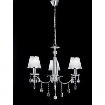 Pantalla Boeme de 3 bombillas con estructura de metal, pantallas de cristal y polivinilo en cromo