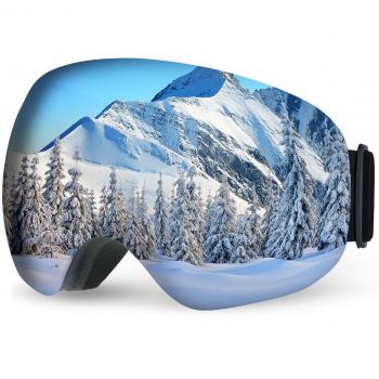 Topop Esquí de Snowboard para Adultos, Gafas de Nieve Unisex con Anti-niebla y Tratamiento de Protección UV400, Lentes Gran Angular y Esférica, para Hombres y Mujeres, Color Gris