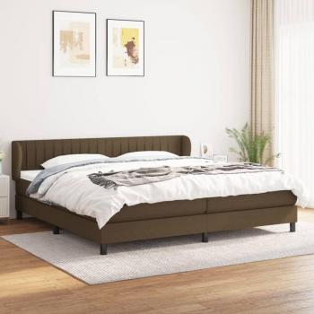 Cama box spring suave con colchón marrón oscuro 200x200 cm tela
