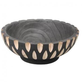 Cuenco Bol Negro Decorativo para Jarrones y Portavelas - 9x25x25cm