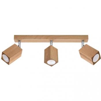 Aplique de Techo Keke 3 Roble GU10 LEDBOX, Madera Roble, 3 Focos, Iluminación Interior LED 20cm