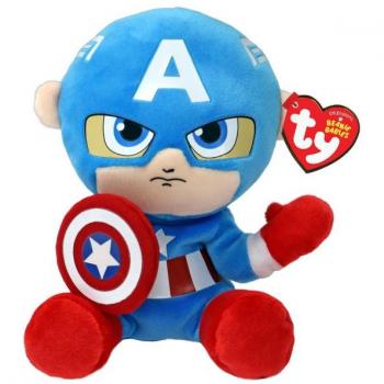 Peluche TY Babies Capitán América 15 cm - Beanie Babies Marvel TY