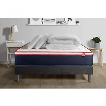 Pack Colchón VITALIT de Muelles Ensacados y Viscoelástica 160 x 200 cm - Color Gris - Incluye Somier y 2 Almohadas