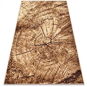 Alfombra BCF Morad Beige 140x200 cm con diseño de árbol y textura de madera