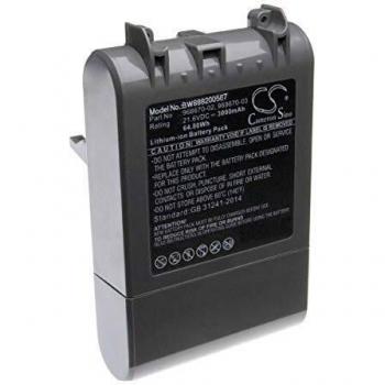 Batería recargable 3000 mAh compatible con Dyson SV11, V7, V7 Animal y V7 Motorhead Pro (21.6V, Li-Ion)