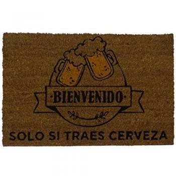 KOKO DOORMATS Felpudo Entrada casa Original, Fibra de Coco y PVC, Felpudo Exterior Si Traes Cervezas, 40x60x1.5 cm | Alfombra Puerta Entrada casa Exterior | Felpudos Divertidos para Puerta