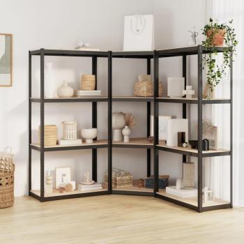 vidaXL 4-Layer Shelves 3 pcs Anthracite Steel & Engineered Wood