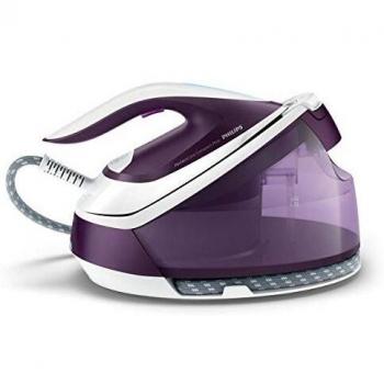 PerfectCare Compact Plus GC7930/30, tecnología OptimalTemp, 2400 W, 6.5 bar, calor continuo 120 gr/min, refuerzo de vapor de 440 g, tanque de 1.5 L, morado