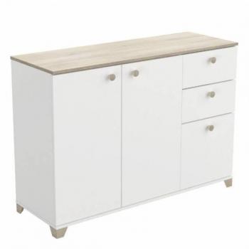Aparador Izzy Salón Comedor Blanco Mate y Roble Kronberg 82x120x42 Cm - Diseño Moderno y Elegante