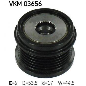 Rueda libre de alternador SKF VKM 03656, tipo: rueda libre, características: alta calidad, diseño optimizado para un rendimiento eficiente del alternador, fabricada con materiales duraderos para una larga vida útil y reducción de ruido