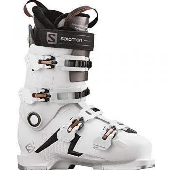 Salomon S/Pro 90 - Botas de esquí para mujer, color negro/blanco/dorado brillante metálico, talla 7/7.5