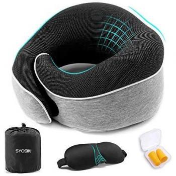 SYOSIN Almohada de Viaje, Almohada para el Cuello de Espuma elástica, Almohada para el Cuello en Forma de U de 360°, Almohada ergonómica para el hogar y la Oficina