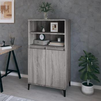 Aparador alto de madera contrachapada gris Sonoma 60x36x110 cm, mueble de almacenaje de salón, buffet para salón, armario auxiliar, armario de almacenamiento
