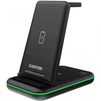Canyon Cargador Inalámbrico WS-304 15W 2en1 Negro