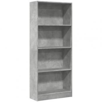 Estantería de madera de ingeniería gris hormigón 60x24x143 cm