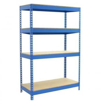 Estantería Industrial SimonRack de Acero, 2000x1200x450 mm, 4 Estantes de Madera, Soporta 300 kg por Estante, Color Azul/Madera