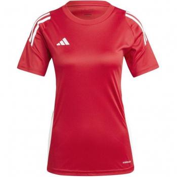 Camiseta de fútbol adidas Tiro24 mujer rojo, manga corta, diseño deportivo, tejido transpirable, ajuste cómodo