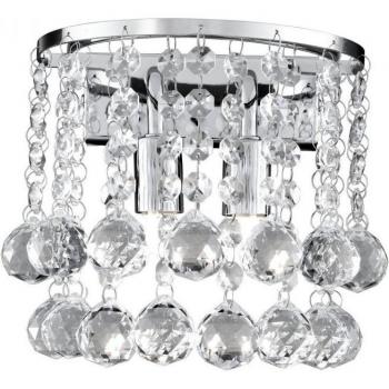Aplique de diseño Hanna Cristal Chrome 2 bombillas 16cm con acabado en cromo, incluye dos luces tipo G9 y detalles de cristal