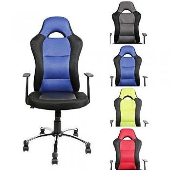 CLP Silla de oficina con el asiento deportivo JERRY, muy cómodo con ruedas ligeras, altura del asiento 39 - 51 cm, diversos colores azul