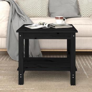 Mesa de centro de madera maciza de pino negra 50x50x45 cm Vidaxl