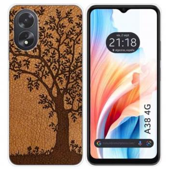 Funda de Silicona para Oppo A38 4G con Diseño de Cuero 03 y Dibujos