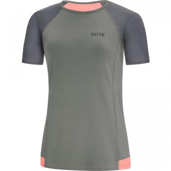 Gore Wear, Mujer, Camiseta Transpirable de Manga Corta para Correr, Gore R5 Women Shirt, Talla: 36, Color: Gris Topo/Gris Oscuro, 100252