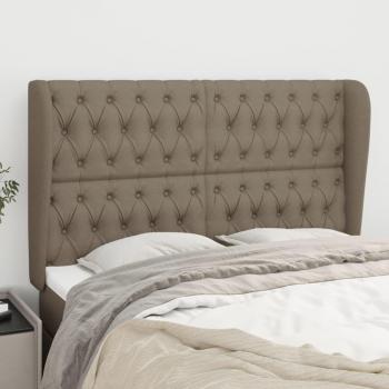 Cabecero Tortorora con orejas de tela gris taupe 163x23x111/128 cm
