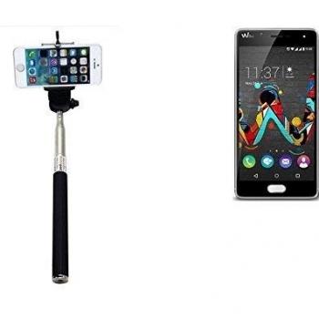 Selfie Stick palillo para Wiko Ufeel, negro, Monopod, mástil telescópico, autorretrato