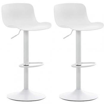 Set de 2 Taburetes de Bar Almada Blancos con Asiento de Polipropileno y Base Metálica, Altura Regulable y Giratorios