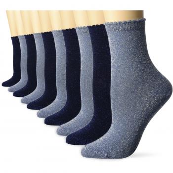 PIECES Pcsebby Glitter Long 5 Socks, Calcetines para Mujer, Azul
