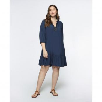 Vestido corto de verano con detalles de lúrex y manga francesa