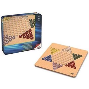 Juego de Damas Chinas de Madera en Caja Metálica 25.5x25.5cm FSC