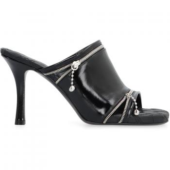 Burberry Women's Glossy Leather Peep Mules Sandals in Black | Size 39 (6 UK, 9 US) | 8080259153206 Color A1189