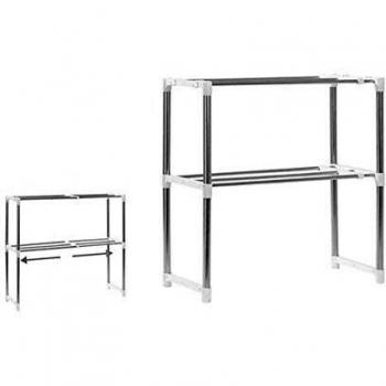 Haioo Estante Microondas Inoxidable Ancho Modular Estantería de Cocina Estante de Almacenamiento para Microondas Desmontable de Acero Multifuncional