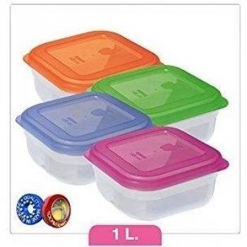 Juypal - Taperhogar hermético Cuadrado Surtido Colores, 1l.