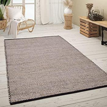 Alfombra Salón Hecha a Mano Estilo Boho Jaspeado de Fibra Natural Yute 80x250 cm Color Antracita
