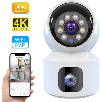 Mini cámara HD inalámbrica Wifi de doble lente 8MP con visión nocturna inteligente, CCTV V380 Pro, monitor de bebé interior