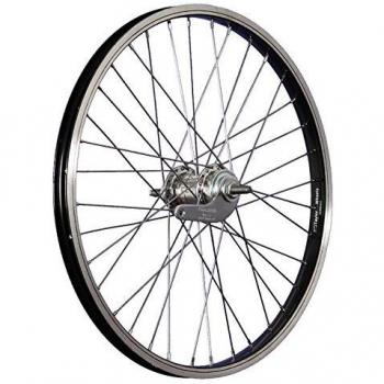 Rueda trasera de bicicleta de 20 pulgadas con freno contrapedal acero inoxidable 406-19 negro/plateado
