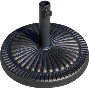 Base de sombrilla de jardín Outsunny con Soporte de Parasol Redondo en Resina y Acero para Postes de 38mm/48mm, Peso Neto 14,28 kg, Ideal para Terraza Patio Exterior Ø48,5x33 cm - Color Bronce