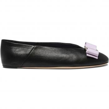 Ferragamo Women's Vanna Ballet Flats in Black, Size 6.5