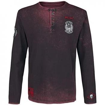 Rock Rebel by EMP Through The Glass Hombre Camiseta Manga Larga Burdeos XL 100% algodón Patches Regular