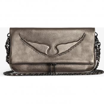 Zadig & Voltaire Rock Handbag with Embossed Wings, Gray, Female, Size: ONE SIZE