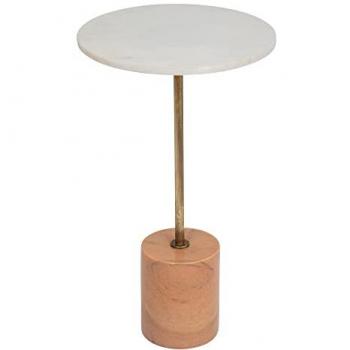 Mesa auxiliar Ilian de mármol blanco y metal, Ø35x61cm