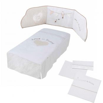Micuna Sweet Love - Pack de edredón, protector y juego sábanas para cuna