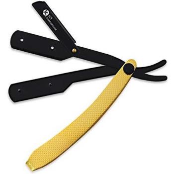 K5 International Navaja de Afeitar de Barbero Maquinilla de afeitar tradicional para barba Profesional Navaja de borde recto acero inoxidable para hombres y mujeres con 10 Cuchillas