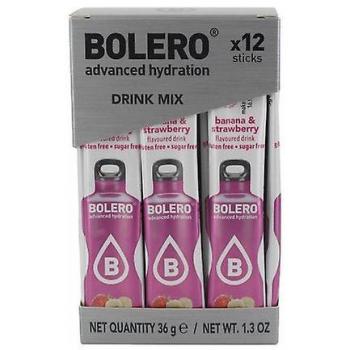 Bolero Sticks Sabor Plátano y Fresa 12 x 3 g, sin Azúcar, Sabrosa y Variada Bebida, Pocas Calorías, Fácil de Tomar, para a Cualquier Lugar, Agregar