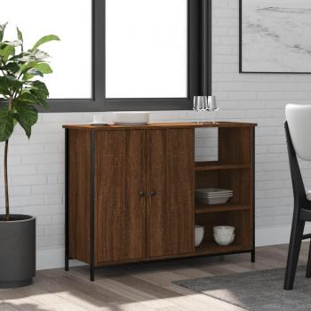 Aparador de madera multicapa marrón roble 100x33x75 cm