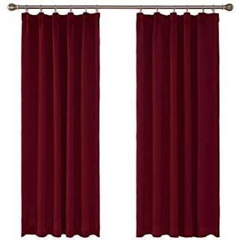 Amazon Brand - Umi Cortinas Dormitorio Moderno Opacas Decoracion de Ventanas Salon Termicas Aisantes Frio y Calor Habitacion 2 Piezas con Bolsillo Fruncido 168 x 229 cm Rojo Oscuro